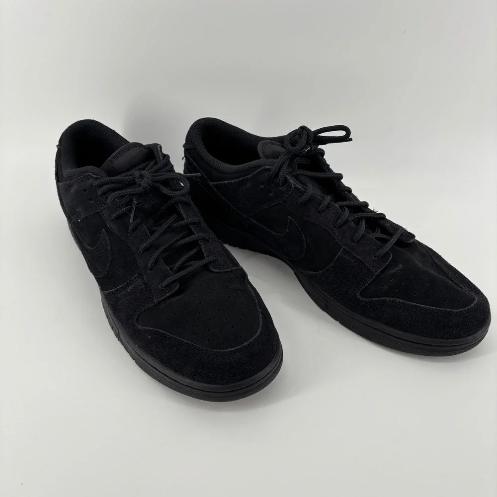 Nike Mens Dunk Low Sneakers 15 Black Suede Triple Black IB6651-001 Hypebeast